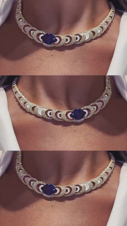 Luxury Diamond Blue Necklace