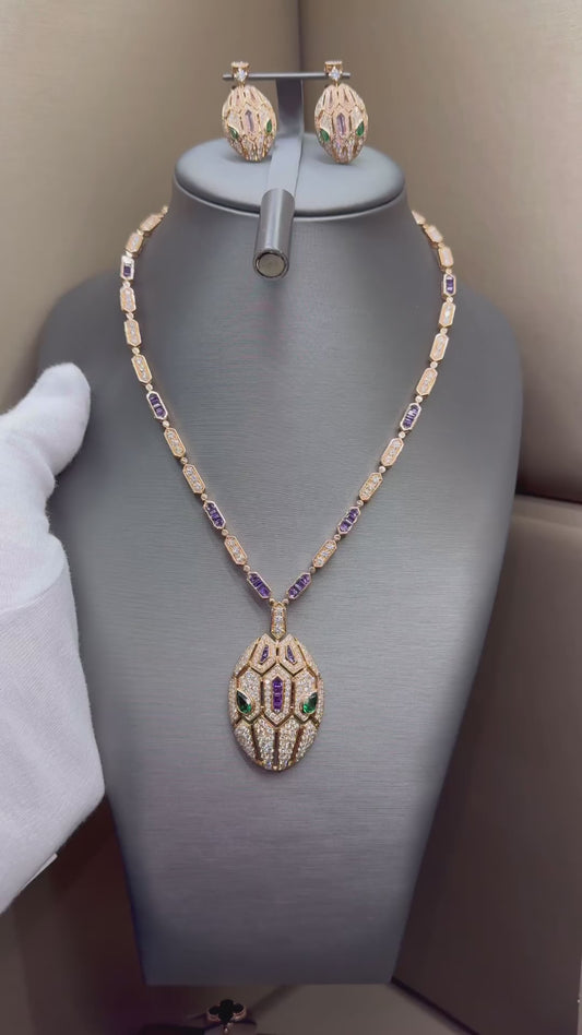 Serpentaire Gold With Diamond Emerlad Eye Set